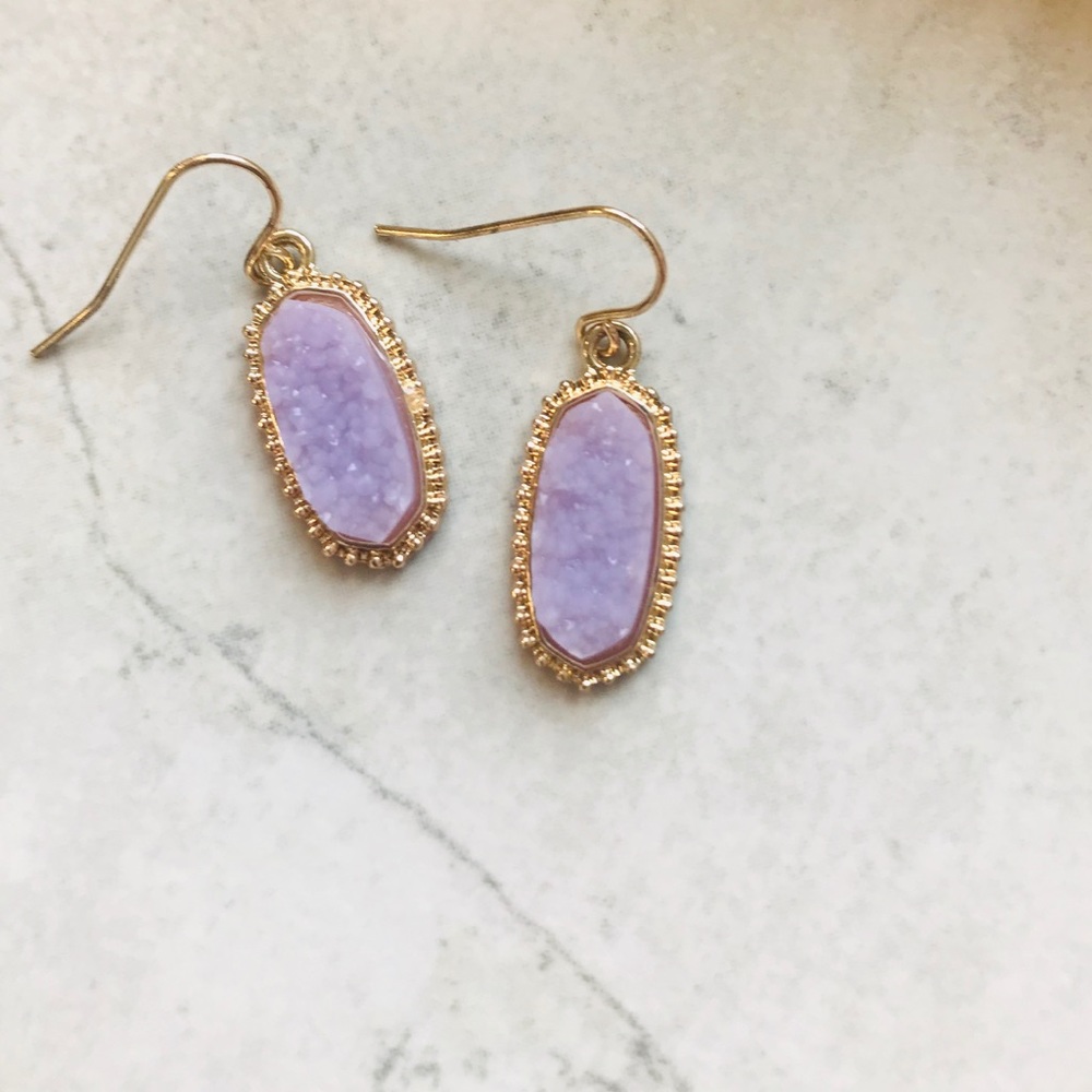Anthropologie purple druzy drop earrings
